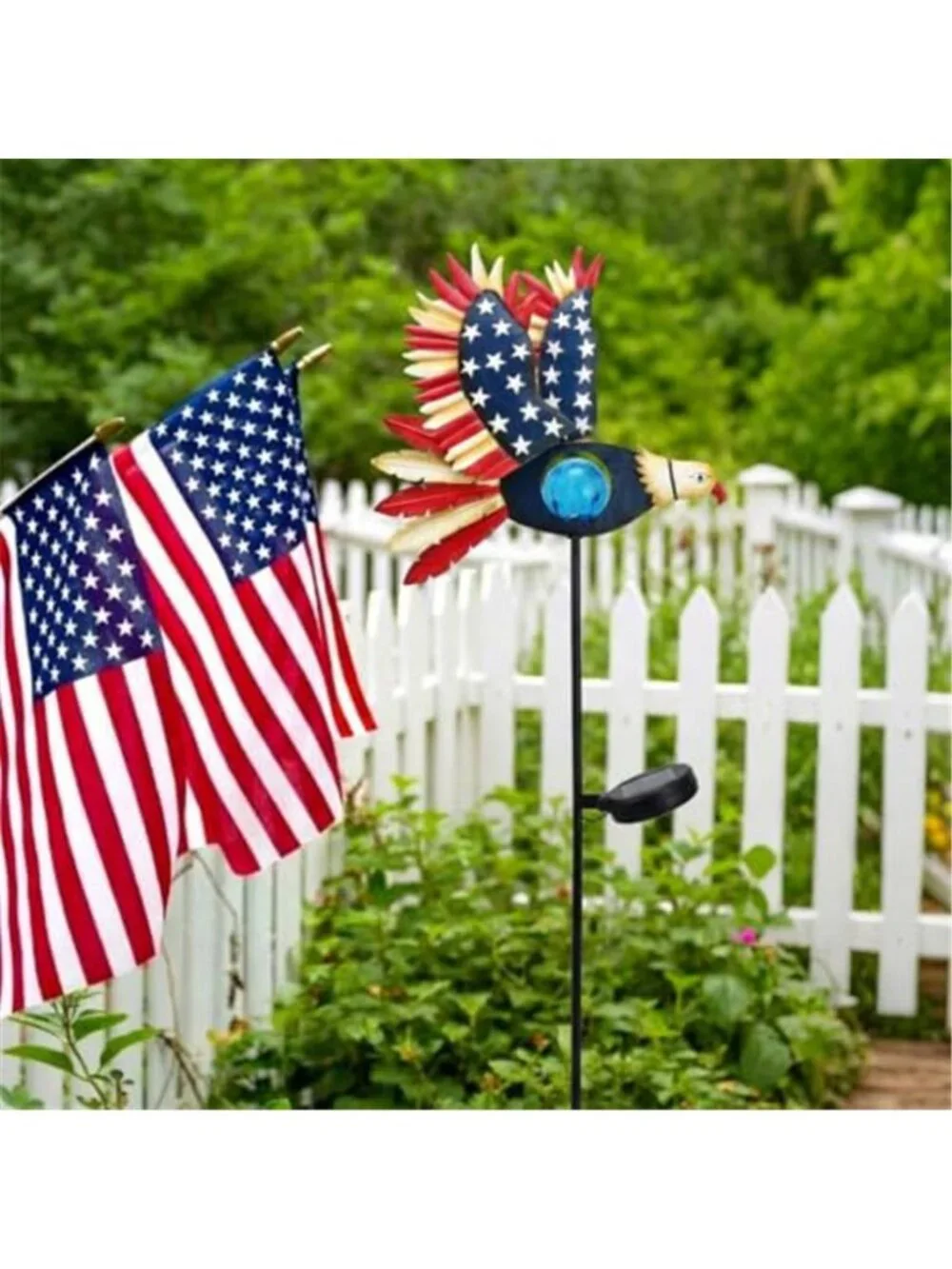 4th of July Patriotic Decoration Flying Eagle Solar Lights Metal Garden Stake